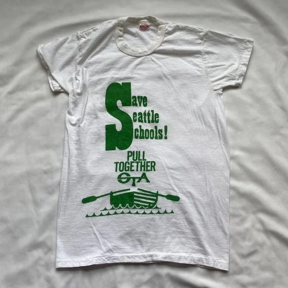 Vintage Save Seattle Schools Mac Dee Graphic Tee - Picture 1 of 5